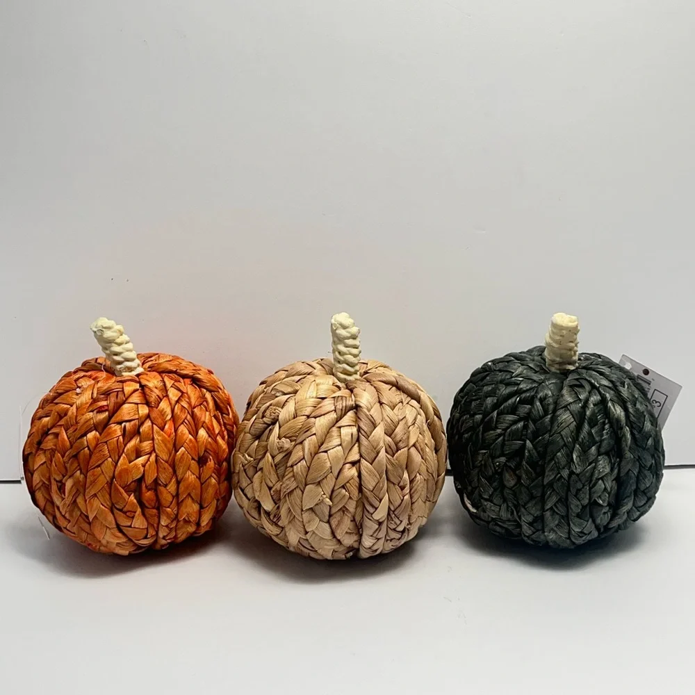 Target & Bullseyes Playground. Lot of 3, Fall Decorative Woven Pumpkins. BNWT